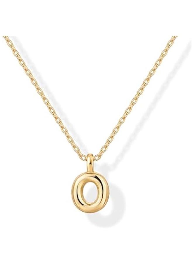 PAVOI - 14K Gold Plated Dainty Chunky Bubble Initial Letter Pendant Necklace for Women | Alphabet Letter Necklace - Image 1