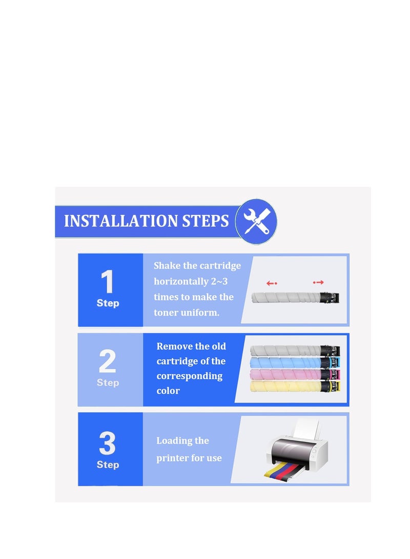 Terabyte TN220 Toner Cartridges Compatible for Konica Minolta TN220K TN220C TN220M TN220Y Toner for Bizhub C224 C224e C284 C284e C364 C364e C7822 C7828 Printers, 1 Set - Image 5