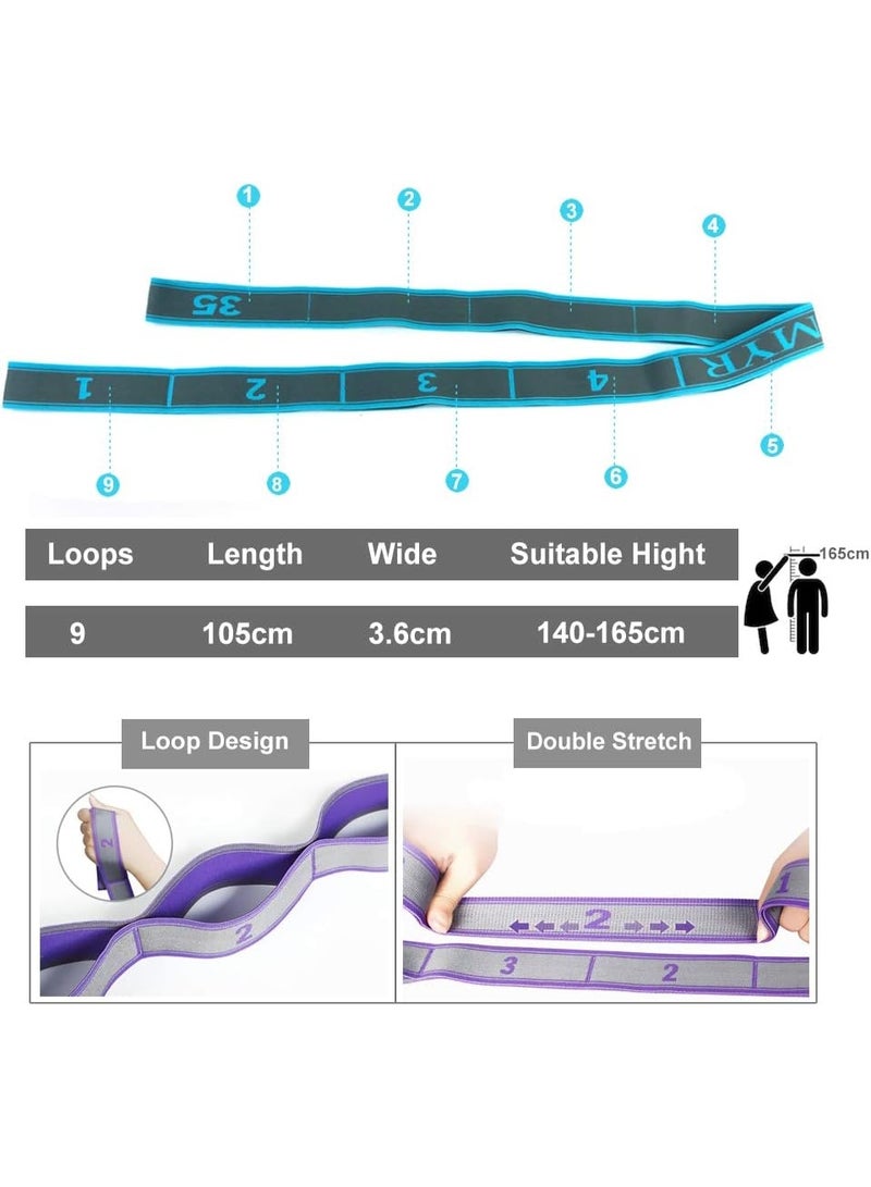 Relex Stretch Strap, Elastic Yoga Stretching Strap, 9 Loops Yoga Strap, Stretch Band for Physical Therapy, Pilates, Dance and Gymnastics - Image 2