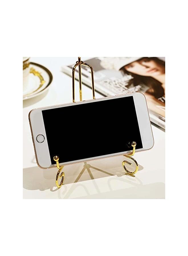 KASTWAVE Stands Display Stand Iron Metal Photo Holder Stand Display Picture Frame Clock Holder Kastwave Gold Iron Easel Plate Holder Metal Display Stands For Book Decorative Plates And Art - Image 3