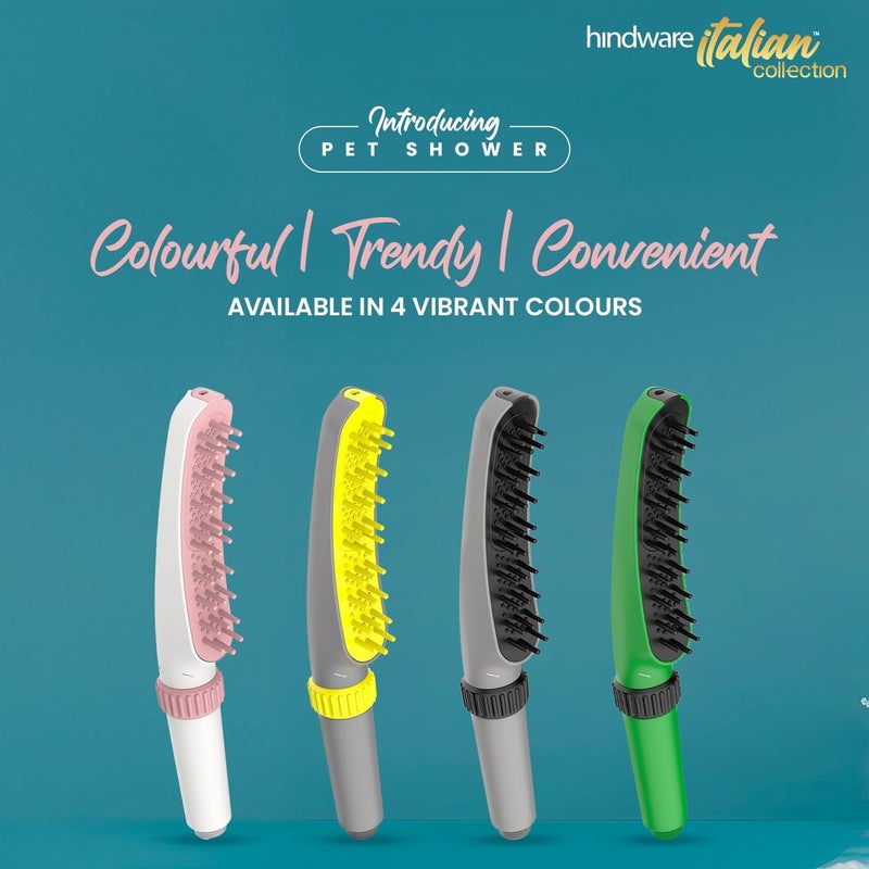 hindware Italian Collection Pet Grooming Shower at Home | Suitable for Dogs & Cats Bathing | with 4 In-built Functions | Made of ABS with Silicon Nozzles| Gentle Combing | Yellow/Grey Color - Image 3