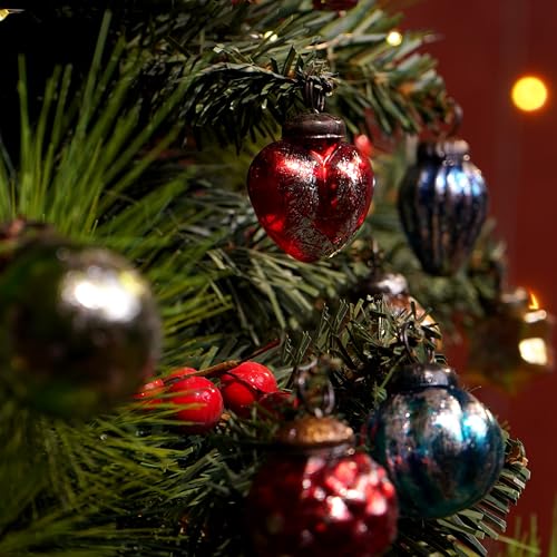 Indian-Shelf Indianshelf 25 Piece Handcrafted Glass Vintage Ornaments with Gift Box- Vintage Christmas Tree Ornaments Set- Distress Mini Xmas Decor - Unique Retro Christmas Decorations Bulk, Reusable Holiday Decor - Image 3