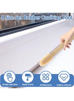 YQbest 8PCS Rubber Caulking Tool Kit, Caulking Finishing Tool Rubber, Silicone Caulking Tool Caulk, Grout Sealant Applicator Tool, 4 Size Rubber Spatula Caulking Tool for Brick Skirting Kitchen Bathroom  - Image 2