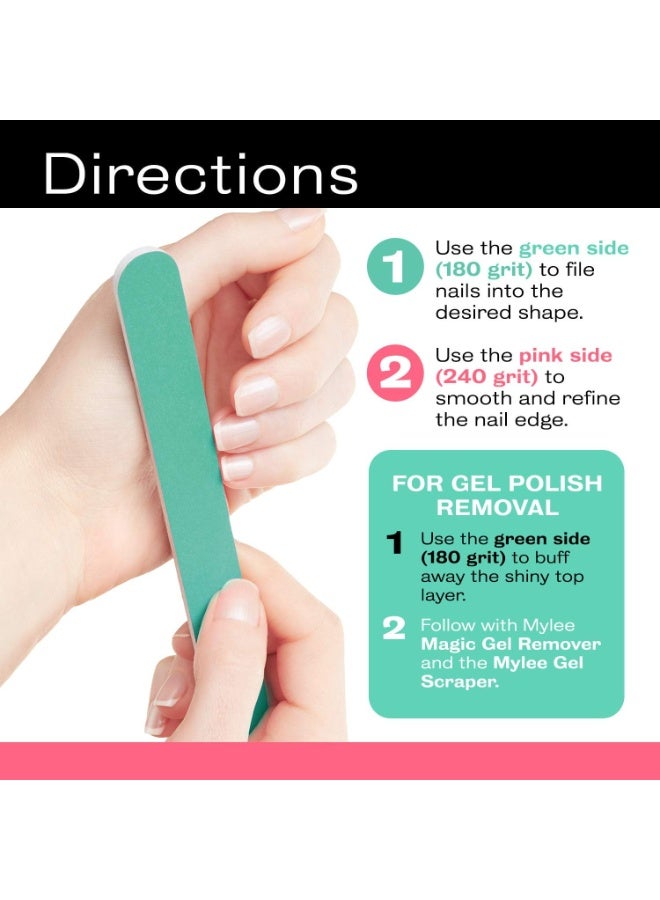مايلي مجموعة من 3 ملفات أظافر مزدوجة الجوانب أداة احترافية لتحضير المانيكير لتشكيل وإصلاح الأظافر بحبيبات 180/240 لبرد وتحديد محيط الأظافر مناسبة للأظافر الأكريليكية الطبيعية وإزالة طلاء الجل - Image 5