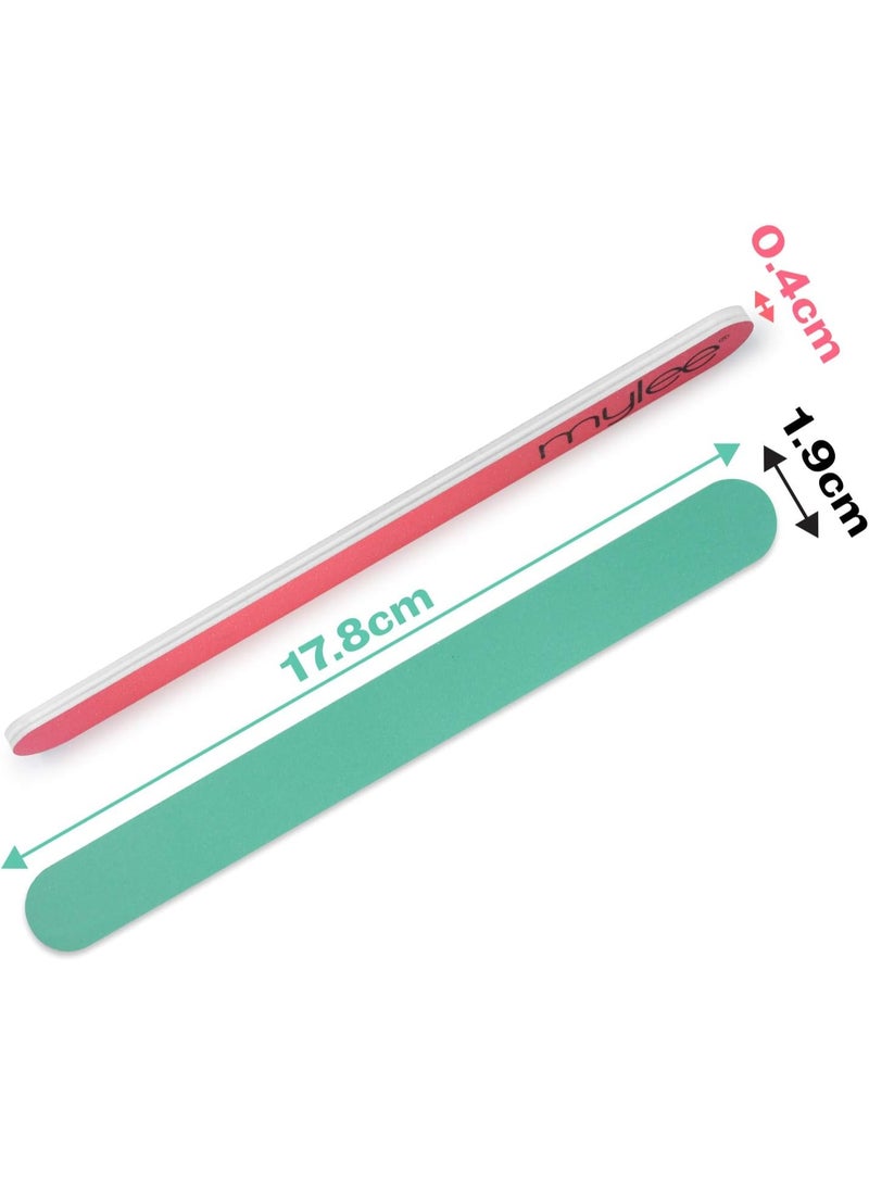 مايلي مجموعة من 3 ملفات أظافر مزدوجة الجوانب أداة احترافية لتحضير المانيكير لتشكيل وإصلاح الأظافر بحبيبات 180/240 لبرد وتحديد محيط الأظافر مناسبة للأظافر الأكريليكية الطبيعية وإزالة طلاء الجل - Image 4