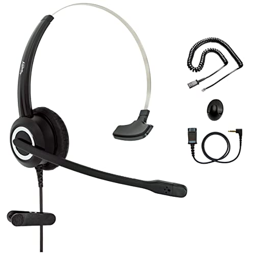 daily headset Phone Headset Compatible with Grandstream Yealink Snom Phones Mic Noise Cancellation HD Voice Headphone RJ9 & 3.5mm (CTIA) Adapter - Image 1