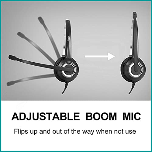 daily headset Phone Headset Compatible with Grandstream Yealink Snom Phones Mic Noise Cancellation HD Voice Headphone RJ9 & 3.5mm (CTIA) Adapter - Image 4