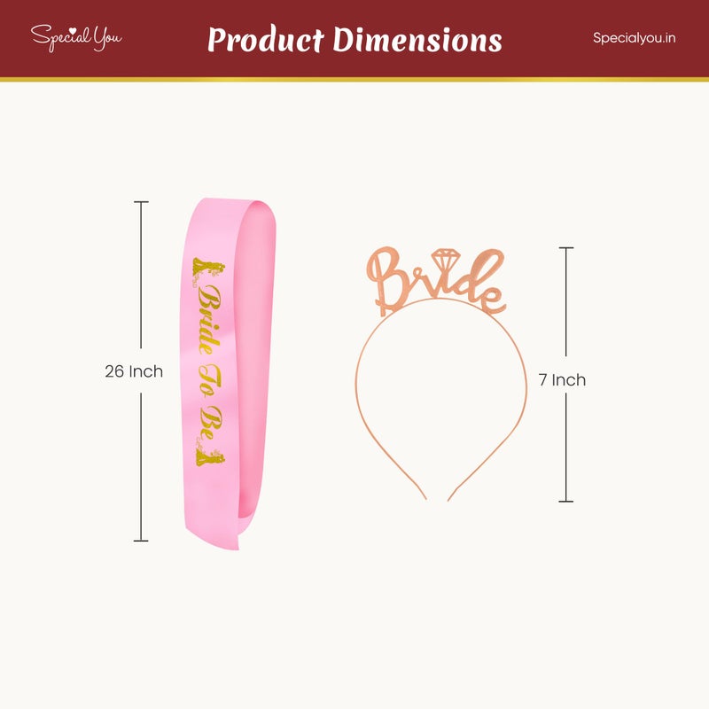 SpecialYou.in Special You Bride to be Sash | bride to be props | bride to be crown | bridal shower decorations | bachelorette party props | bride to be sash and crown | bride to be gold & pink sash - 2 pcs - Image 4