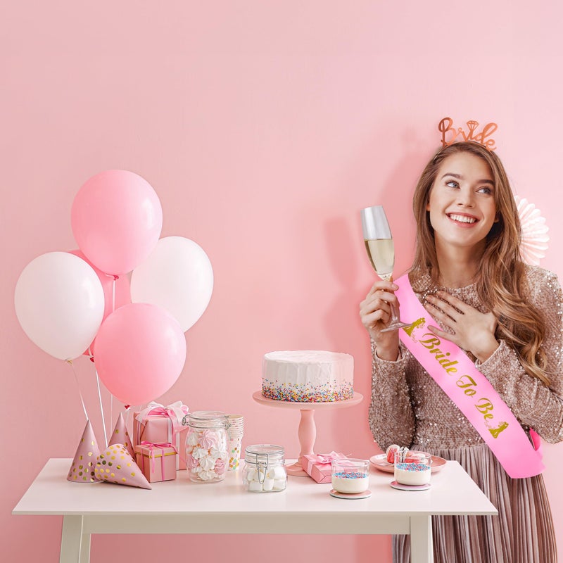 SpecialYou.in Special You Bride to be Sash | bride to be props | bride to be crown | bridal shower decorations | bachelorette party props | bride to be sash and crown | bride to be gold & pink sash - 2 pcs - Image 3