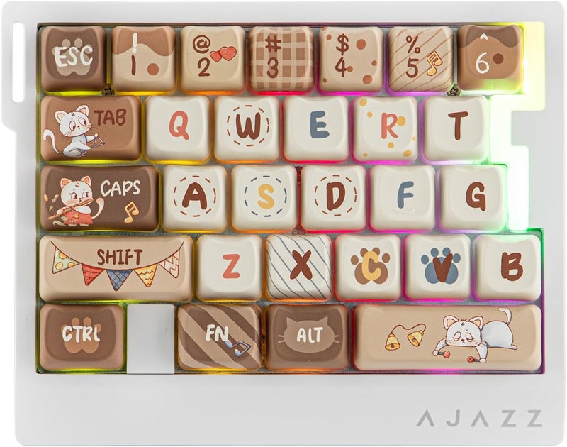 ميكلاندز لوحة مفاتيح ألعاب بيد واحدة من ميكلاندز AJAZZ AK029، معدل استقصاء 8 كيلو هرتز، 29 مفتاحًا سلكيًا سريعًا، SOCD و DKS، مفتاح مغناطيسي، تشغيل قابل للتعديل، إضاءة خلفية RGB، لوحة ألومنيوم (��بيض بني) - Image 1