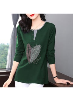 Beautiful Mother Cotton Long Sleeve T-shirt Women's Spring And Autumn New Chubby Girl Long Top Plus Size Loose Ide