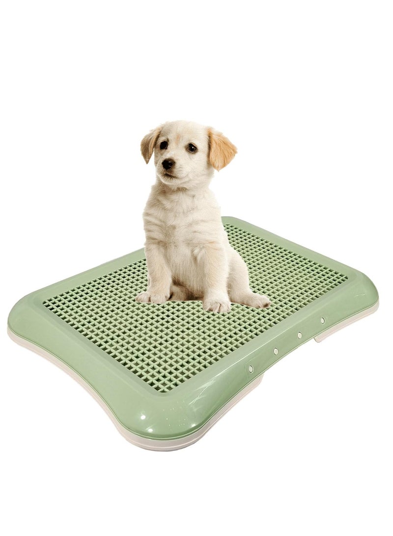 أن ان سي بيتس مرحاض مسطح للكلاب مع عمود للتبول، تصميم قابل للفصل، وقاعدة مضادة للانزلاق، حامل وسادة تبول بلاستيكي متين للكلاب الصغيرة، مثالي للاستخدام الداخلي/الخارجي، يحافظ على نظافة الكفوف والأرضية 48 سم (أخضر) - Image 1