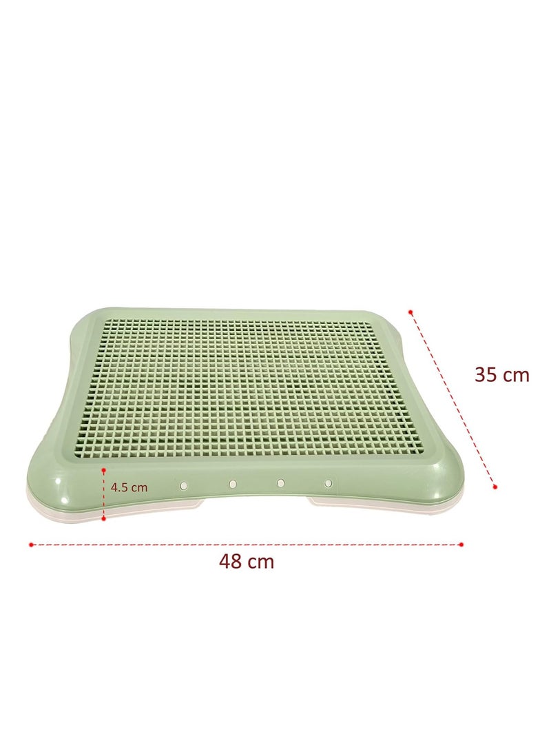 أن ان سي بيتس مرحاض مسطح للكلاب مع عمود للتبول، تصميم قابل للفصل، وقاعدة مضادة للانزلاق، حامل وسادة تبول بلاستيكي متين للكلاب الصغيرة، مثالي للاستخدام الداخلي/الخارجي، يحافظ على نظافة الكفوف والأرضية 48 سم (أخضر) - Image 2