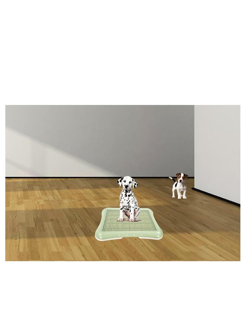 أن ان سي بيتس مرحاض مسطح للكلاب مع عمود للتبول، تصميم قابل للفصل، وقاعدة مضادة للانزلاق، حامل وسادة تبول بلاستيكي متين للكلاب الصغيرة، مثالي للاستخدام الداخلي/الخارجي، يحافظ على نظافة الكفوف والأرضية 48 سم (أخضر) - Image 3