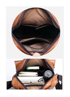 Jeep Three Piece PU Leather Fashionable Crossbody Bag Matching Handbag, Short Double Fold Leather Wallet, Brown  - Image 5