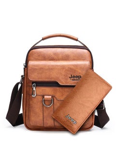 Jeep Three Piece PU Leather Fashionable Crossbody Bag Matching Handbag, Short Double Fold Leather Wallet, Brown  - Image 3
