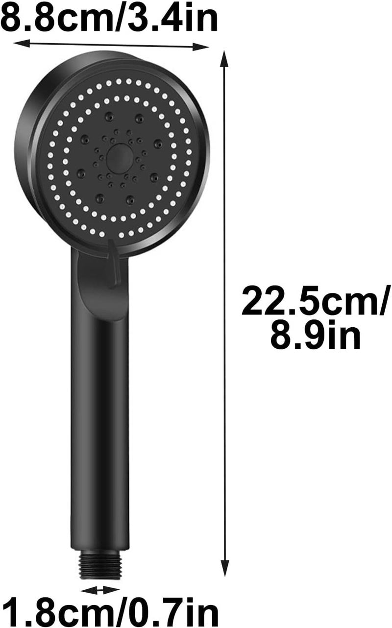 BATH GURU BATH GURU BGBHS001 ABS 9 Inch High Pressure Multi Function 5 Mode Spray Handheld Shower for Bathroom Black Round With 15 Mtr Chrome Plated Shower Tube Hose Pipe  - Image 4