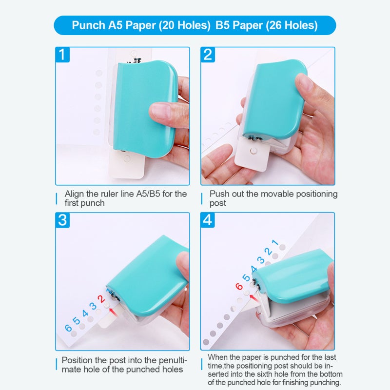 KW-trio 6-Hole Paper Punch Handheld Metal Hole Puncher 5 Sheet Capacity 6mm for A4 A5 B5 Notebook Scrapbook Diary Planner - Image 5