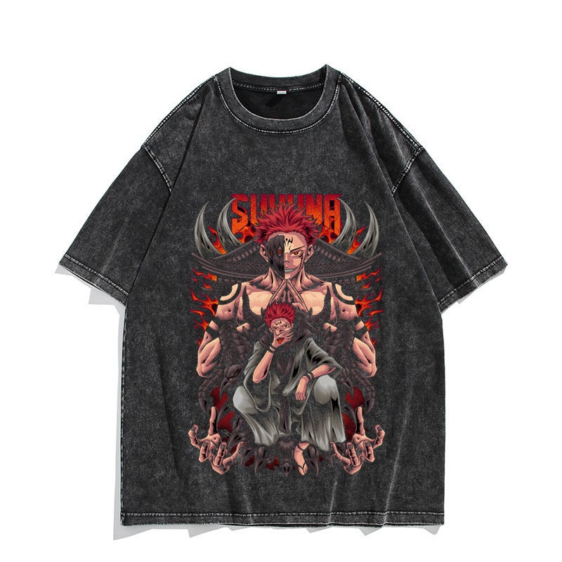 Spell Jujutsu Do Five Kaisen Launching Retro Fields Back To War Short-Sleeved Washed T-Shirt - Image 3