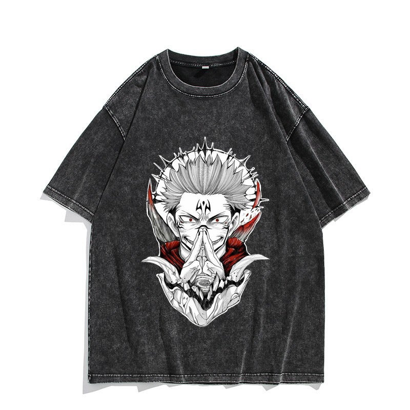 Spell Jujutsu Do Five Kaisen Launching Retro Fields Back To War Short-Sleeved Washed T-Shirt - Image 1
