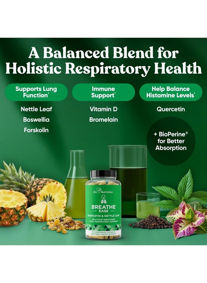Eu Natural Breathe Inhaler Support Supplement - Sinus, Lungs, Open & Clear Airways - Seasonal Nasal Health, Bronchial Wellness, Healthy Chest - Quercetin, Vitamin D, Bromelain Pills - 60 Vegetarian Soft Capsules - Image 3