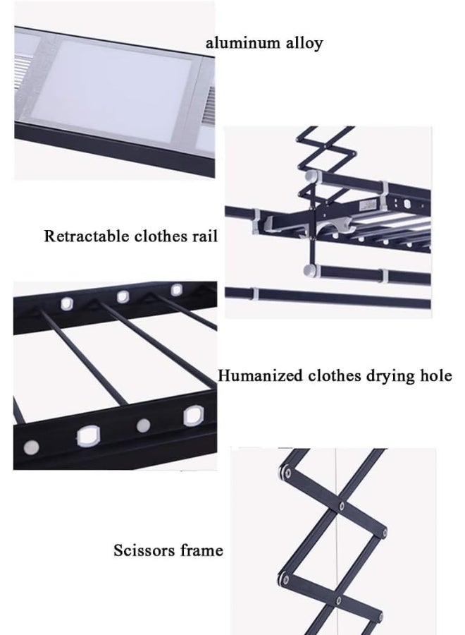 SUPAAR Clothes Drying Rack Electric Clothes Hanger Drying Rod Automatic Remote Wall Control Lifting Single Row Scissors Rack for Household Balconies Ceiling Drying Rack