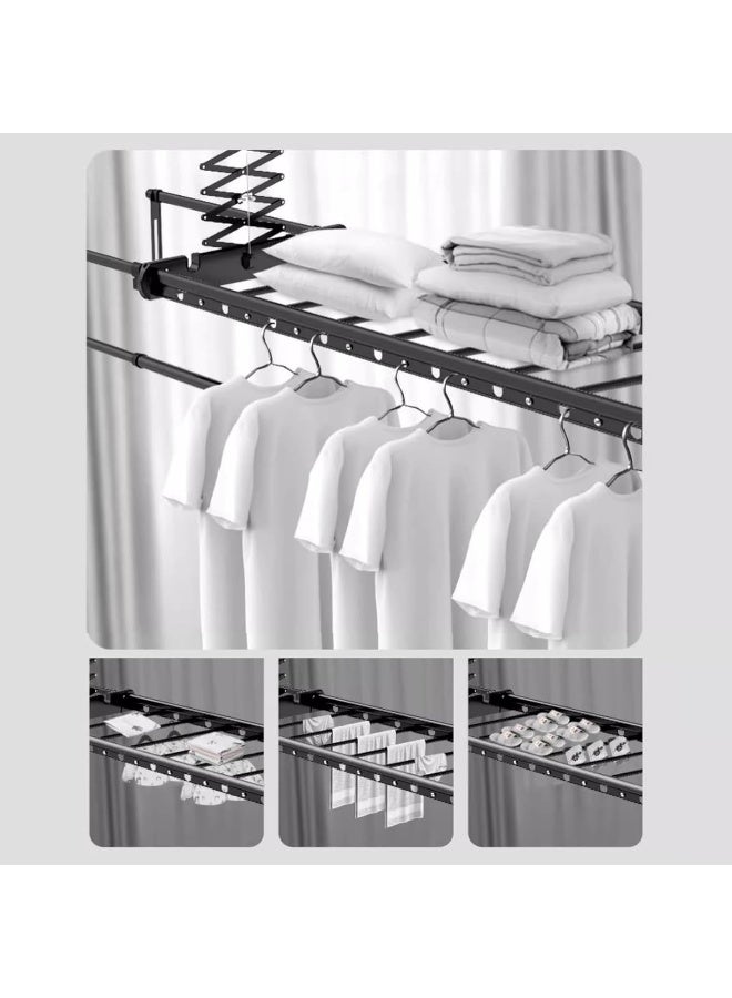 SUPAAR Clothes Drying Rack Electric Clothes Hanger Drying Rod Automatic Remote Wall Control Lifting Single Row Scissors Rack for Household Balconies Ceiling Drying Rack