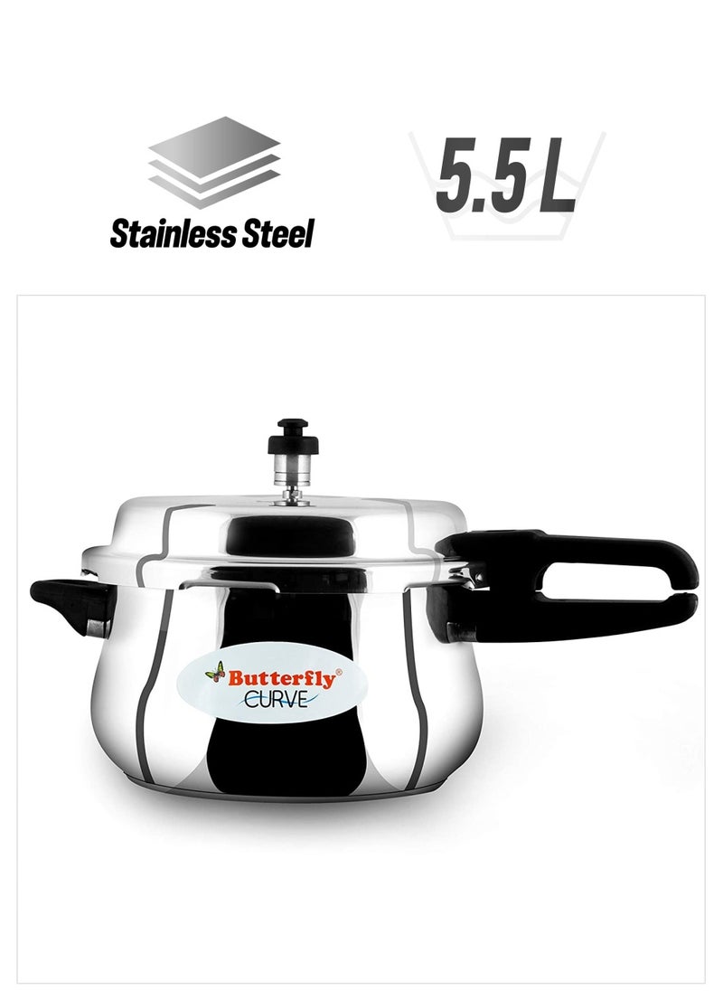 BUTTERFLY - Butterfly Stainless Steel 5.5-Liter Curve Pressure Cooker, Large, Silver - Image 1