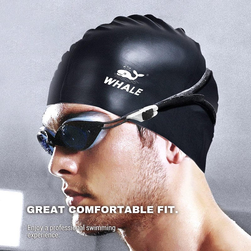 Whale Extra Large Swim Cap for Women Men, Durable Silicone Swimming Hat with Ear Protection, Unisex Adults Bath Swimming Caps for Long Thick Curly Hair & Dreadlocks Braids Weaves Afro Hair - Image 4