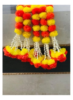 Generic SPHINX artificial marigold fluffy flowers and tuberose (rajnigandha) clustered garlands for festive pooja wedding housewarming decorations- (Approx 5 ft - 5 Pieces, Yellow & Dark Orange)  - Image 4