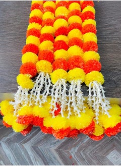 Generic SPHINX artificial marigold fluffy flowers and tuberose (rajnigandha) clustered garlands for festive pooja wedding housewarming decorations- (Approx 5 ft - 5 Pieces, Yellow & Dark Orange)  - Image 5