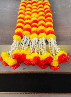 Generic SPHINX artificial marigold fluffy flowers and tuberose (rajnigandha) clustered garlands for festive pooja wedding housewarming decorations- (Approx 5 ft - 5 Pieces, Yellow & Dark Orange)  - Image 3