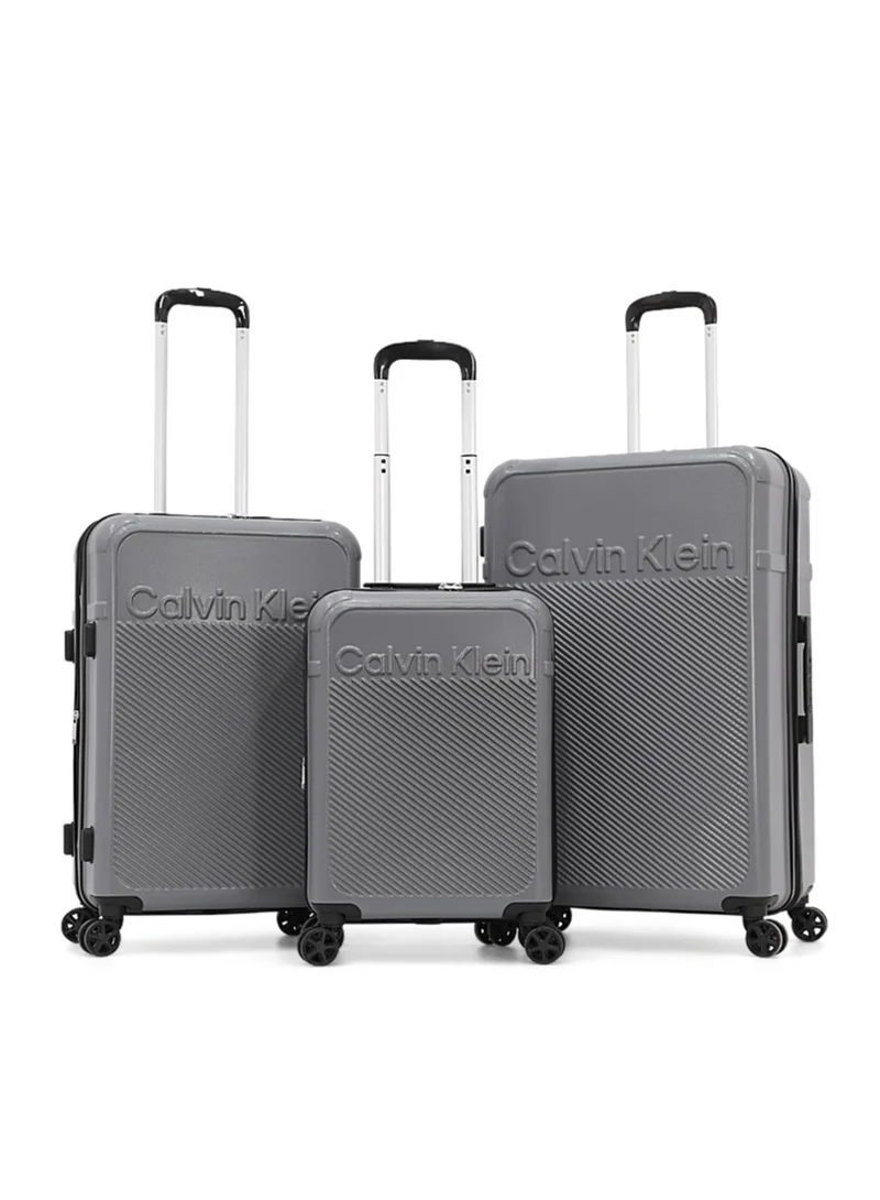 كالفن كلاين طقم حقائب سفر كالفن كلاين ثلاث قطع صلبة بعجلات دوارة وقفل  قابلة للتوسيع للسفر