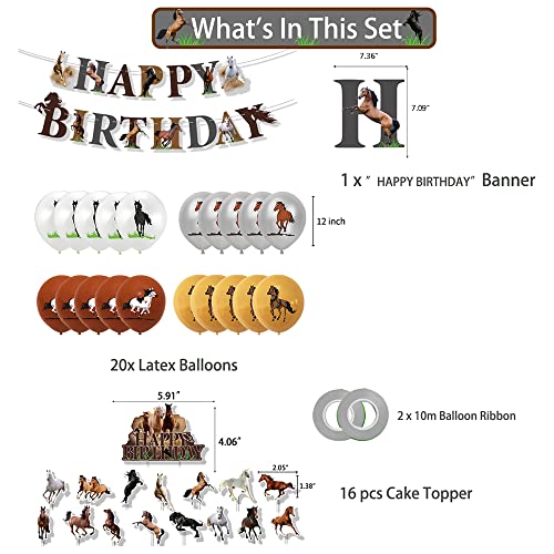 Boerni Horse Party Decoration for Girls Boys Riding Horse Birthday Party Supplies  Horse Happy Birthday Banner Balloons Cake Cupcake Toppers for Kid Western Cowboy Pony Birthday Party Decoration - Image 5