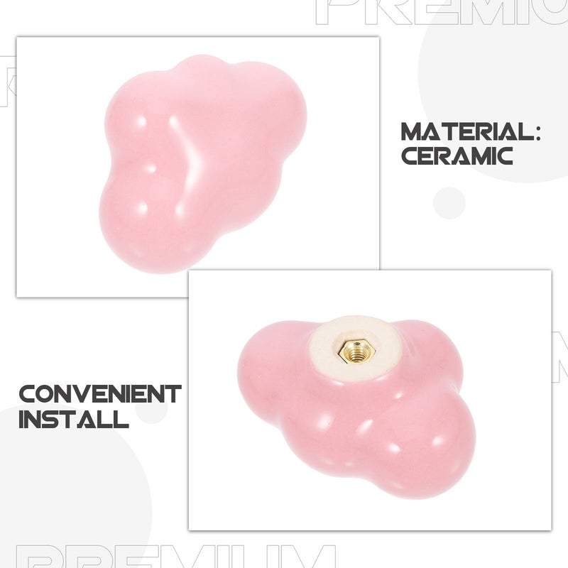 Cloud Shape Ceramic Drawer Pull Knobs Pink Set Of 2 For Cabinet Wardrobe Furniture - Image 4