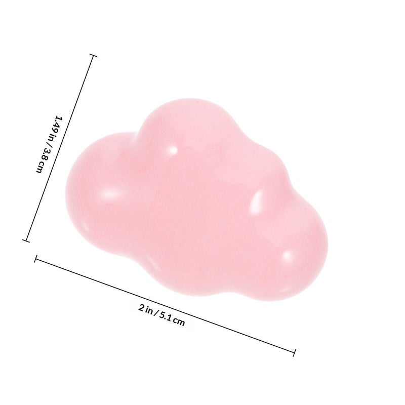 Cloud Shape Ceramic Drawer Pull Knobs Pink Set Of 2 For Cabinet Wardrobe Furniture - Image 3