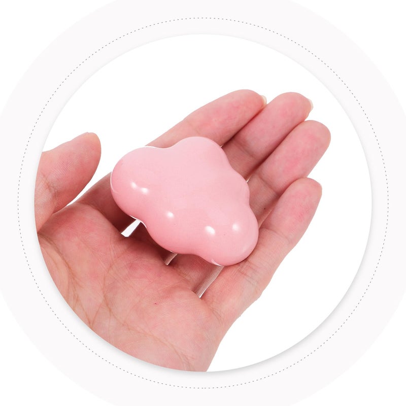 Cloud Shape Ceramic Drawer Pull Knobs Pink Set Of 2 For Cabinet Wardrobe Furniture - Image 5