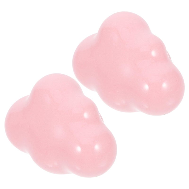 Cloud Shape Ceramic Drawer Pull Knobs Pink Set Of 2 For Cabinet Wardrobe Furniture - Image 2