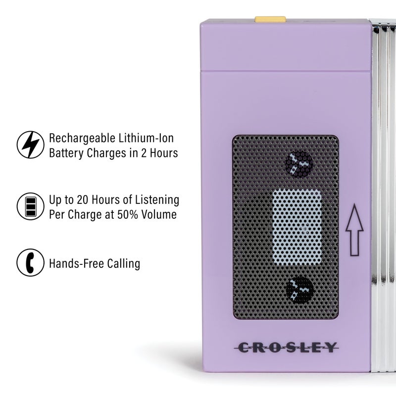 Crosley CR3047A-LN Mini Retro 80's Portable Bluetooth Speaker, Wireless with Microphone, Vintage, Lavender - Image 2