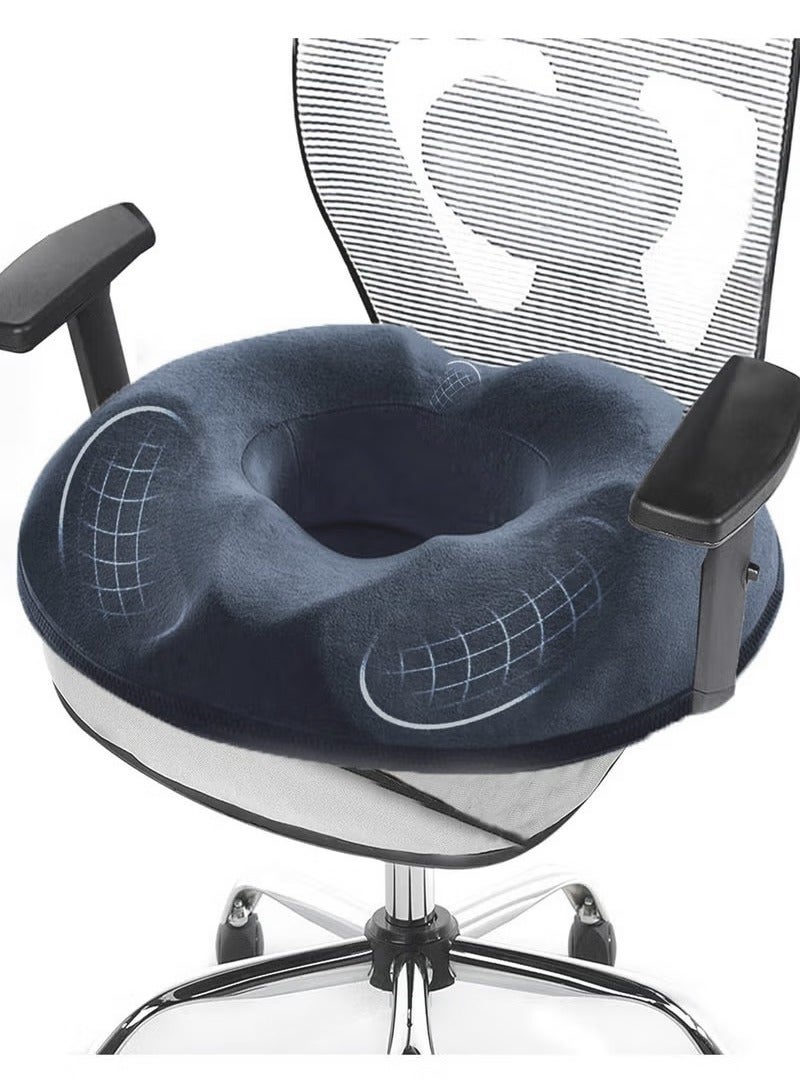 أوربازار وسادة مقعد دونات لكرسي المكتب ، وسادة كرسي فاخرة من إسفنج الذاكرة للتدليك ومضادة للبواسير الورك واليوجا وتقويم العظام وسادة عظم الذنب (أزرق) - Image 1