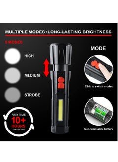 Generic USB Rechargeable Flashlight, 3 Pack COB LED Mini Flashlights, Portable Waterproof Zoomable FlashLight with 5 Modes, Flashlight High Lumens Lights for Camping, Outdoor, Hiking, Emergency  - Image 2