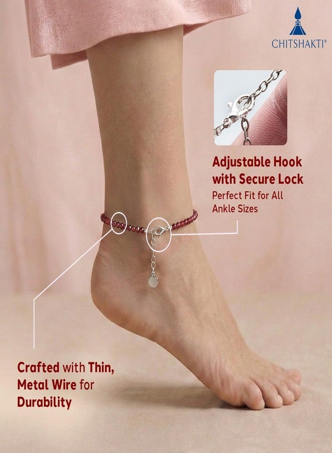 Chitshakti Certified Red Garnet Anklet for Women - 2mm | Natural Garnet Stone Anklet for Courage, Protection & Stability | Healing Crystal Spiritual Jewellery | Adjustable Gift for Women (Pack of 1) - Image 4