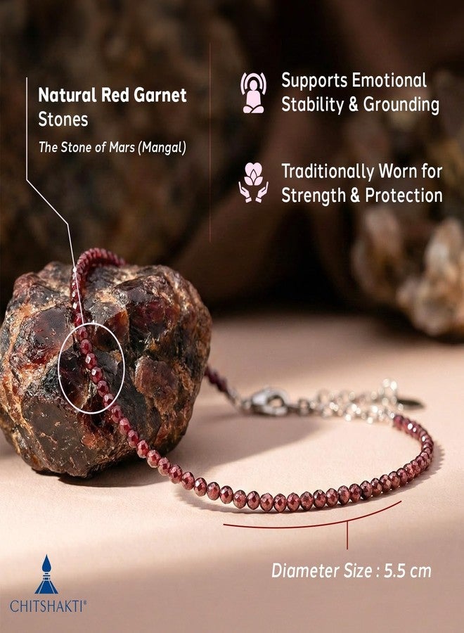 Chitshakti Certified Red Garnet Anklet for Women - 2mm | Natural Garnet Stone Anklet for Courage, Protection & Stability | Healing Crystal Spiritual Jewellery | Adjustable Gift for Women (Pack of 1) - Image 3