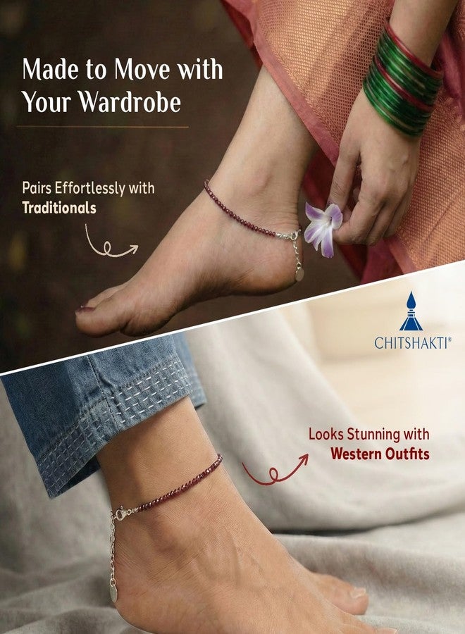 Chitshakti Certified Red Garnet Anklet for Women - 2mm | Natural Garnet Stone Anklet for Courage, Protection & Stability | Healing Crystal Spiritual Jewellery | Adjustable Gift for Women (Pack of 1) - Image 5