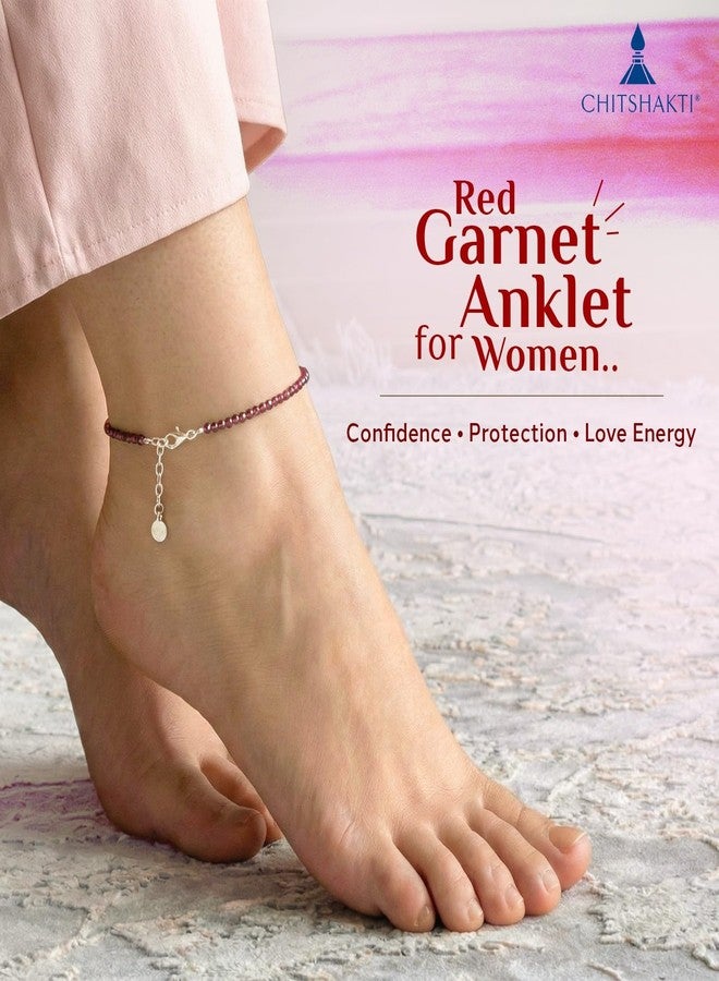 Chitshakti Certified Red Garnet Anklet for Women - 2mm | Natural Garnet Stone Anklet for Courage, Protection & Stability | Healing Crystal Spiritual Jewellery | Adjustable Gift for Women (Pack of 1) - Image 2