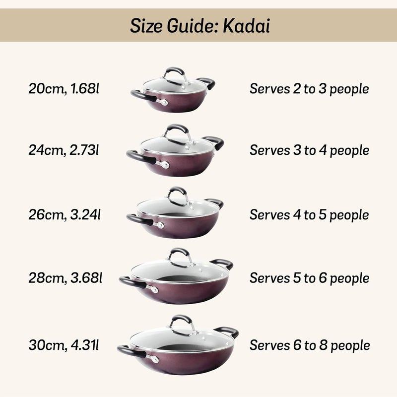 MEYER Meyer Merlot Aluminium NonStick Kadai Kadhai with Glass Lid Kadai for Deep Frying and Stir Frying Gas and Induction Compatible 100 Toxic Free 24cm  - Image 5