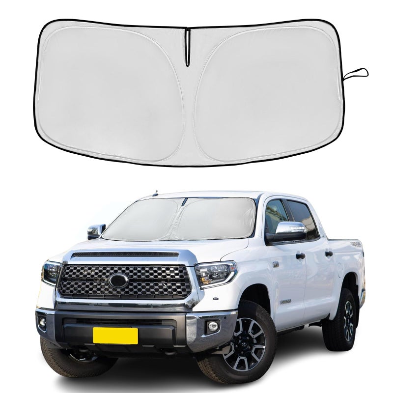 Windshield Sun Shade for Toyota Tundra 20222025 2026 Front Window Shade Custom Fit Tundra Limited SR5 Platinum TRD Pro Sun Visor Foldable Shade Blocks UV Rays Summer Must Have Car Accessories