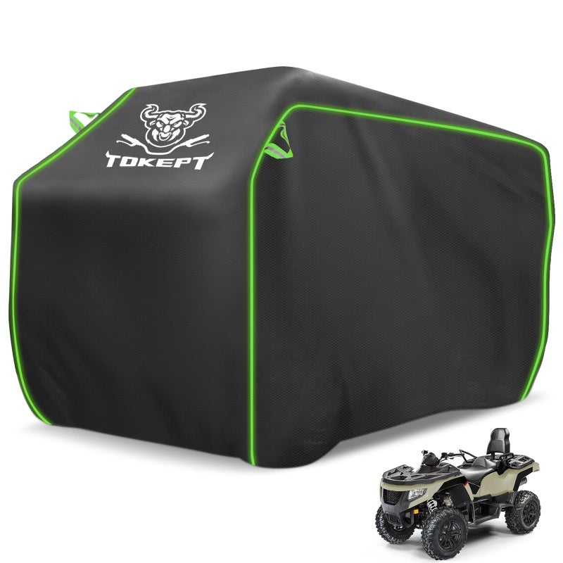 Tokept ATV Cover Waterproof Heavy Duty Windproof Quad Covers All Weather Protection 4 Wheeler Covers Premium Accessories fit for Kawasaki Honda Polaris Yamaha 82 Black XL