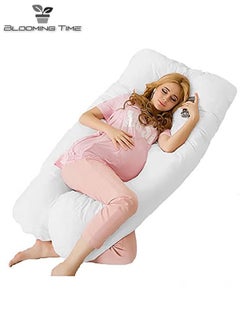 BLOOMING TIME Pregnant Woman U Shaped Pillow To Support Waist Side Sleep Side Lying Abdominal Support   White  130 X 70cm  - Image 1