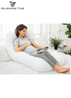 BLOOMING TIME Pregnant Woman U Shaped Pillow To Support Waist Side Sleep Side Lying Abdominal Support   White  130 X 70cm  - Image 3